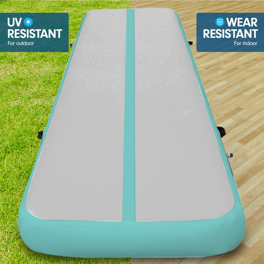 6M X 2M Air Track Gymnastics Mat Tumbling Exercise - Grey Green