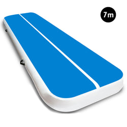 7m Airtrack Tumbling Mat Gymnastics Exercise 20cm Air Track Blue White