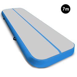 7m Airtrack Tumbling Mat Gymnastics Exercise 20cm Air Track Grey Blue