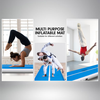 8m x 1m Air Track Inflatable Tumbling Gymnastics Mat - Blue White