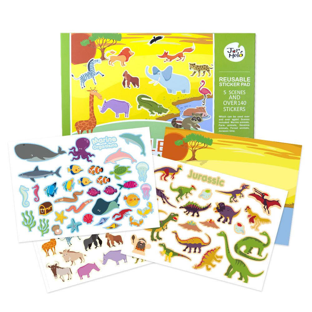 REUSABLE ANIMAL WORLD STICKER PAD SET