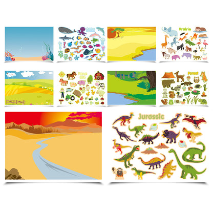 REUSABLE ANIMAL WORLD STICKER PAD SET