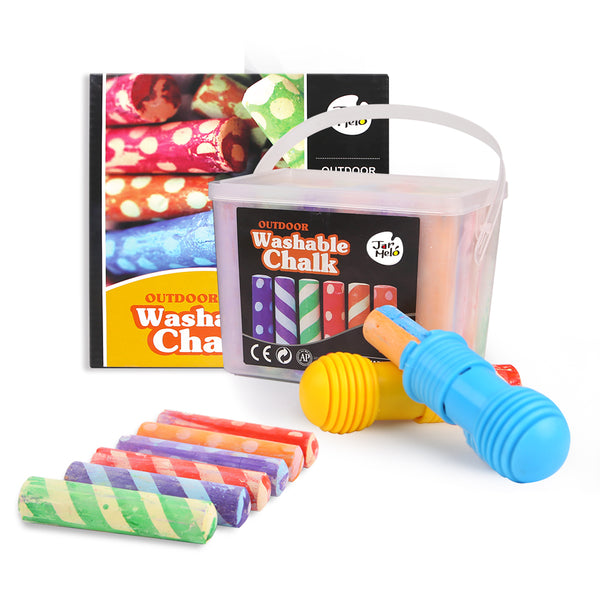  Washable Sidewalk Chalk - 24 Colors Kit with 2 Holders