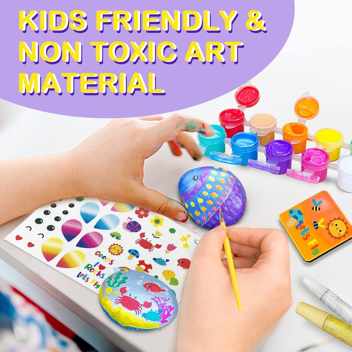 Rock Painting With Metallic Paints & Glitter Glues