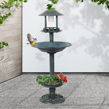 Bird Bath and Feeder Solar Light Food Station Outdoor Garden