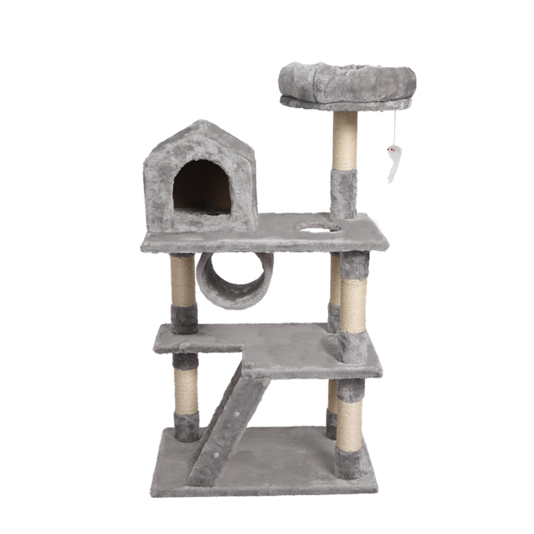 Cat Tree Scratching Post Scratcher Tower Condo House Furniture Grey 110cm