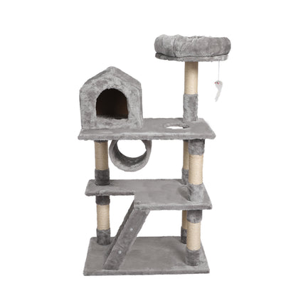 Cat Tree Scratching Post Scratcher Tower Condo House Furniture Grey 110cm