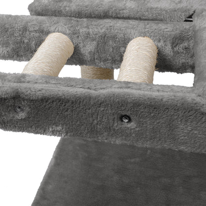 Cat Tree Scratching Post Scratcher Tower Condo House Furniture Grey 110cm