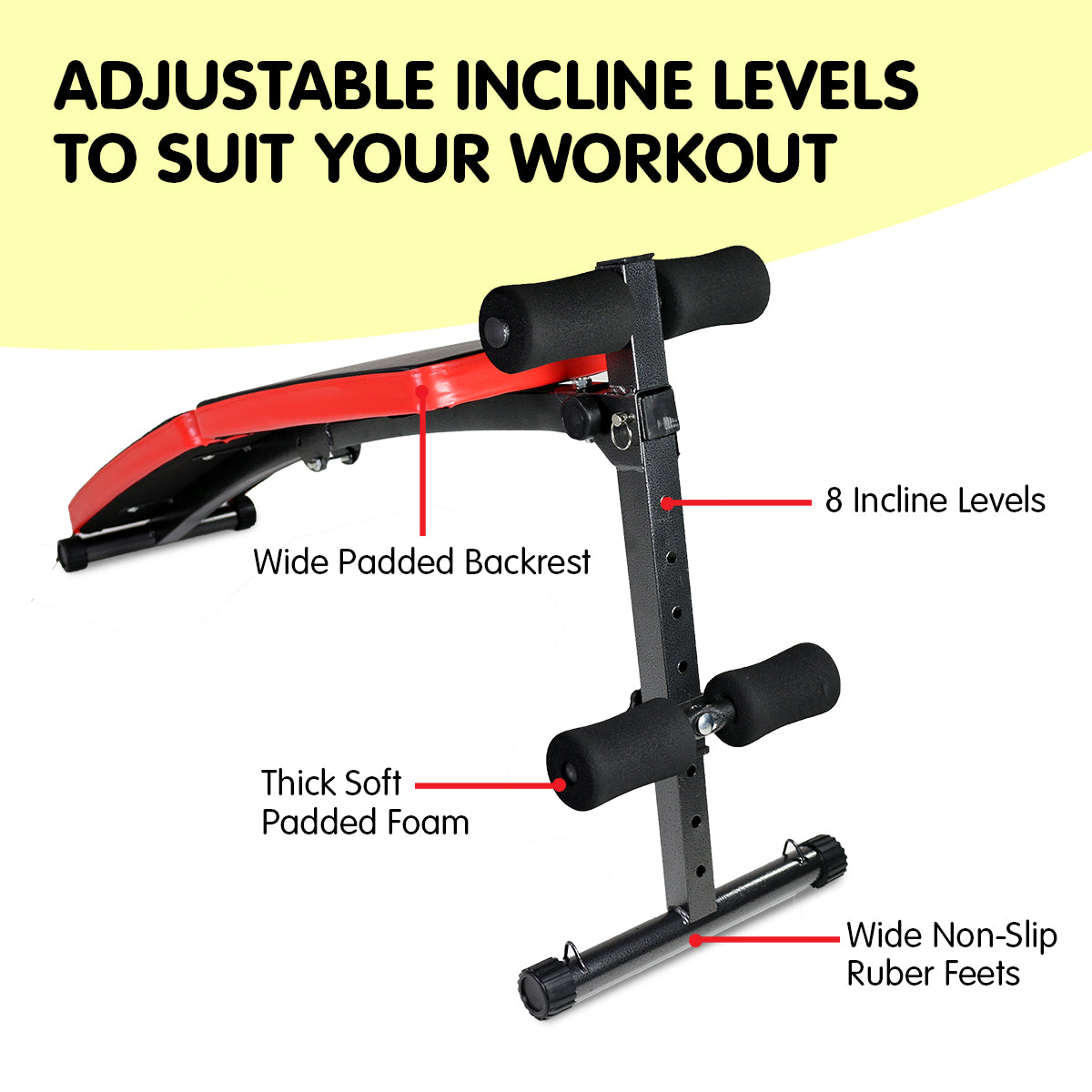 Inclined Sit up bench with Resistance bands
