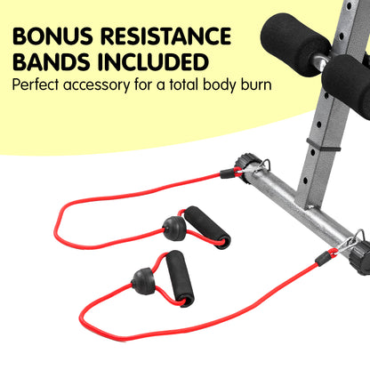 Inclined Sit up bench with Resistance bands
