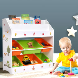 Kids Toy Box Organizers and Storage, Kids Bookshelf and Bookcase for Playroom