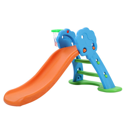 Kids Slide with Basketball Hoop with Ladder Base Outdoor Indoor Playground Toddler Play