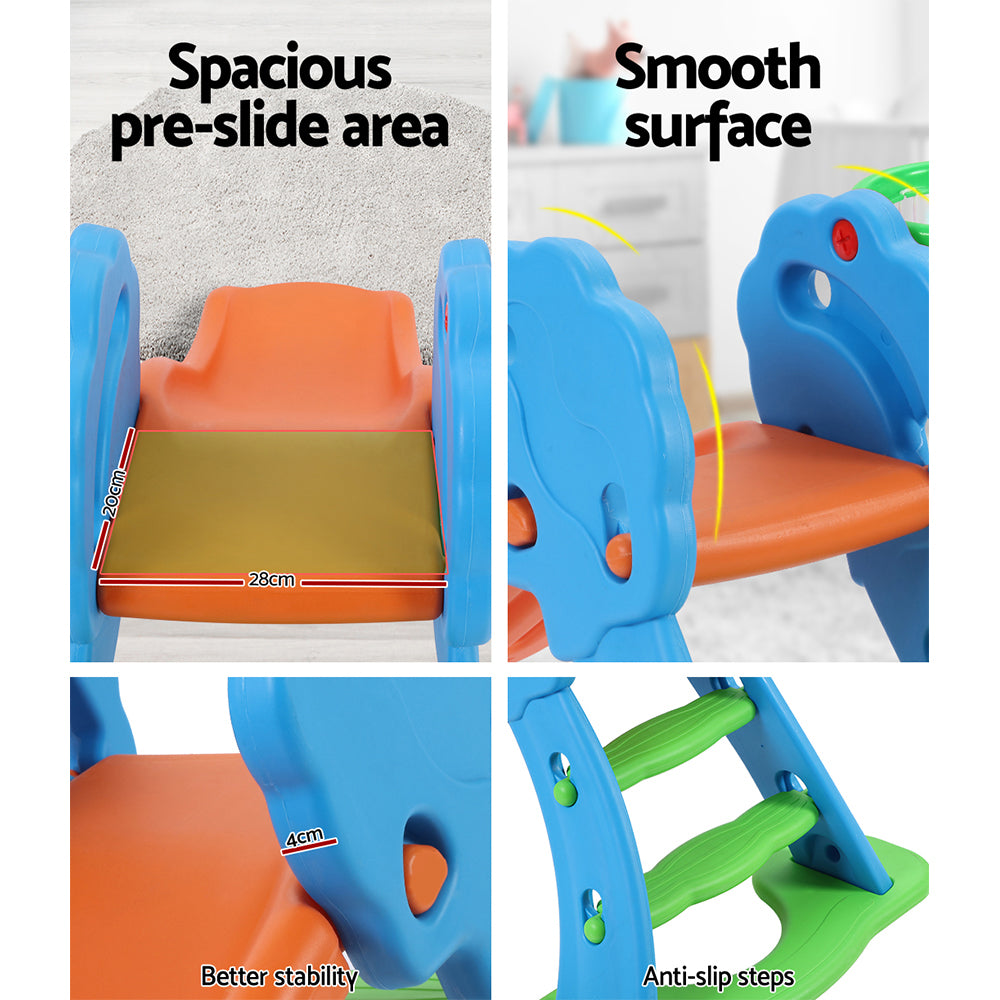Kids Slide with Basketball Hoop with Ladder Base Outdoor Indoor Playground Toddler Play