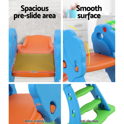 Kids Slide with Basketball Hoop with Ladder Base Outdoor Indoor Playground Toddler Play