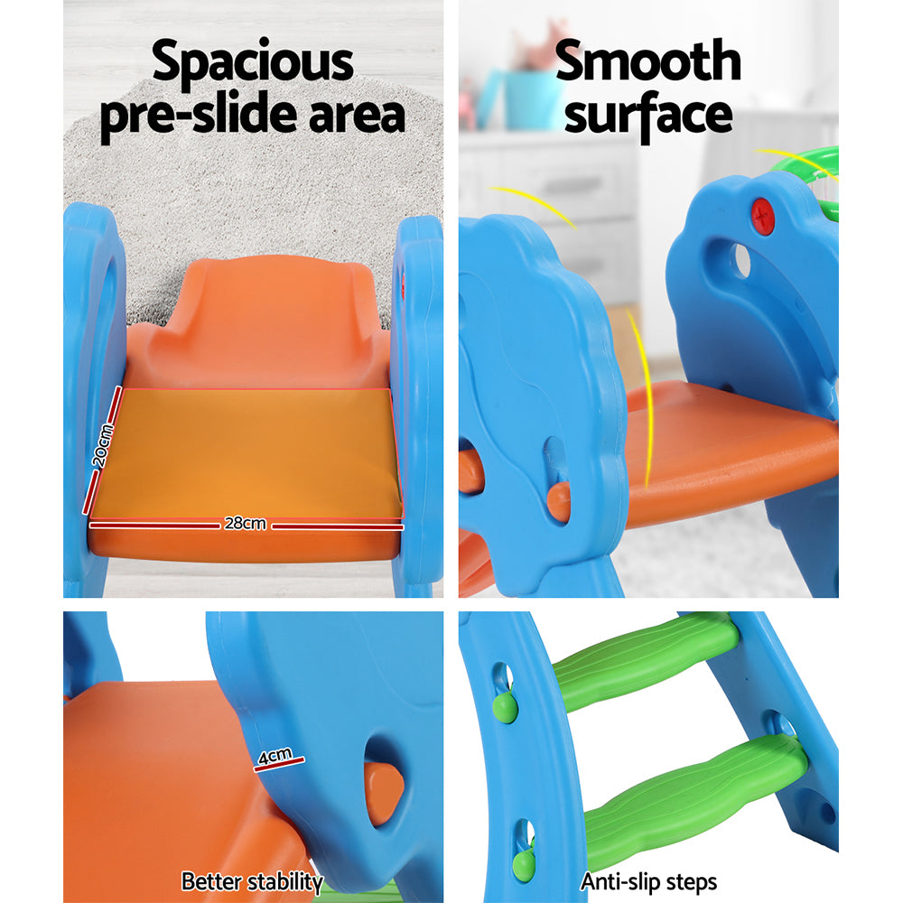 Outdoor Indoor Kids Slide with Basketball Hoop Playground
