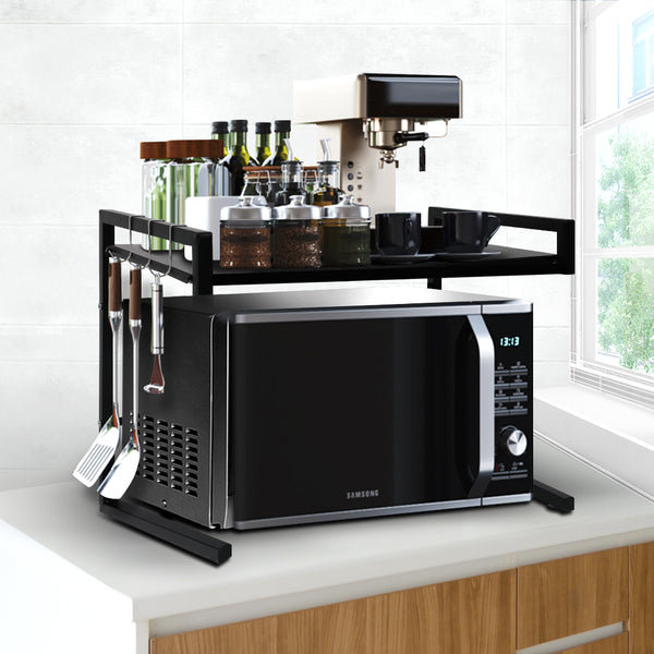 Microwave Oven Shelf Kitchen Organiser Black