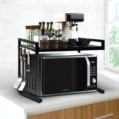 Microwave Oven Shelf Kitchen Organiser Black