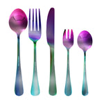 Stainless Steel Cutlery Set Glossy Knife Fork Spoon Teaspoon Child Rainbow 30pcs