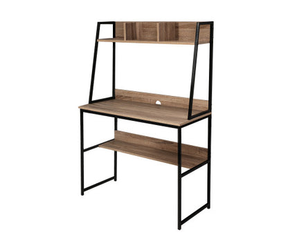 Computer Study Table Bookshelf Storage Oak