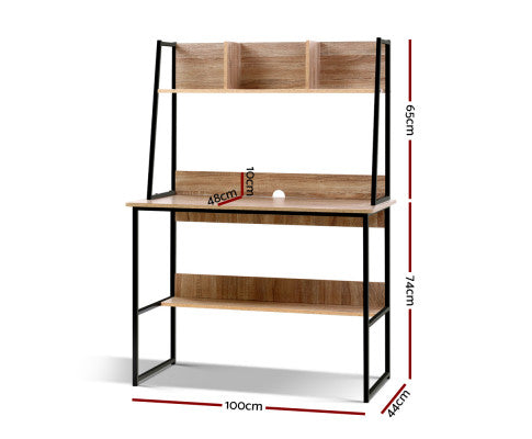 Computer Study Table Bookshelf Storage Oak