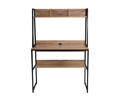 Computer Study Table Bookshelf Storage Oak