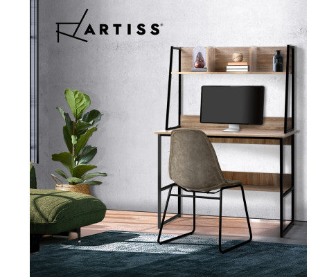 Computer Study Table Bookshelf Storage Oak