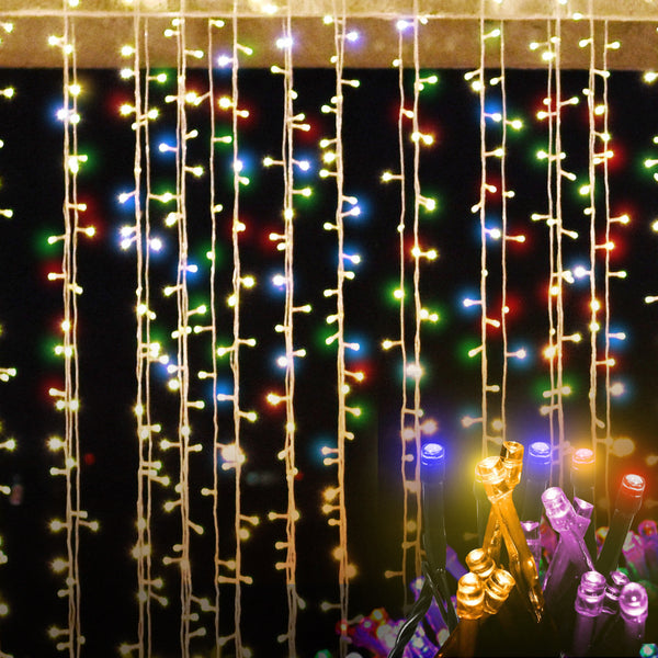 Multi-colour LED Curtain Fairy Lights Wedding Indoor Outdoor Xmas Garden Party Decor