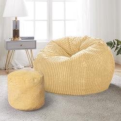Bean Bag Chair Cover Home Game Seat Lazy Sofa Cover Large With Foot Stool