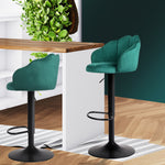 2x Bar Stools Kitchen Gas Lift Stool Chair Swivel Barstools Velvet Green