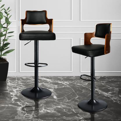 1x Bar Stools Kitchen Gas Lift Wooden Beech Stool Chair Swivel Barstools