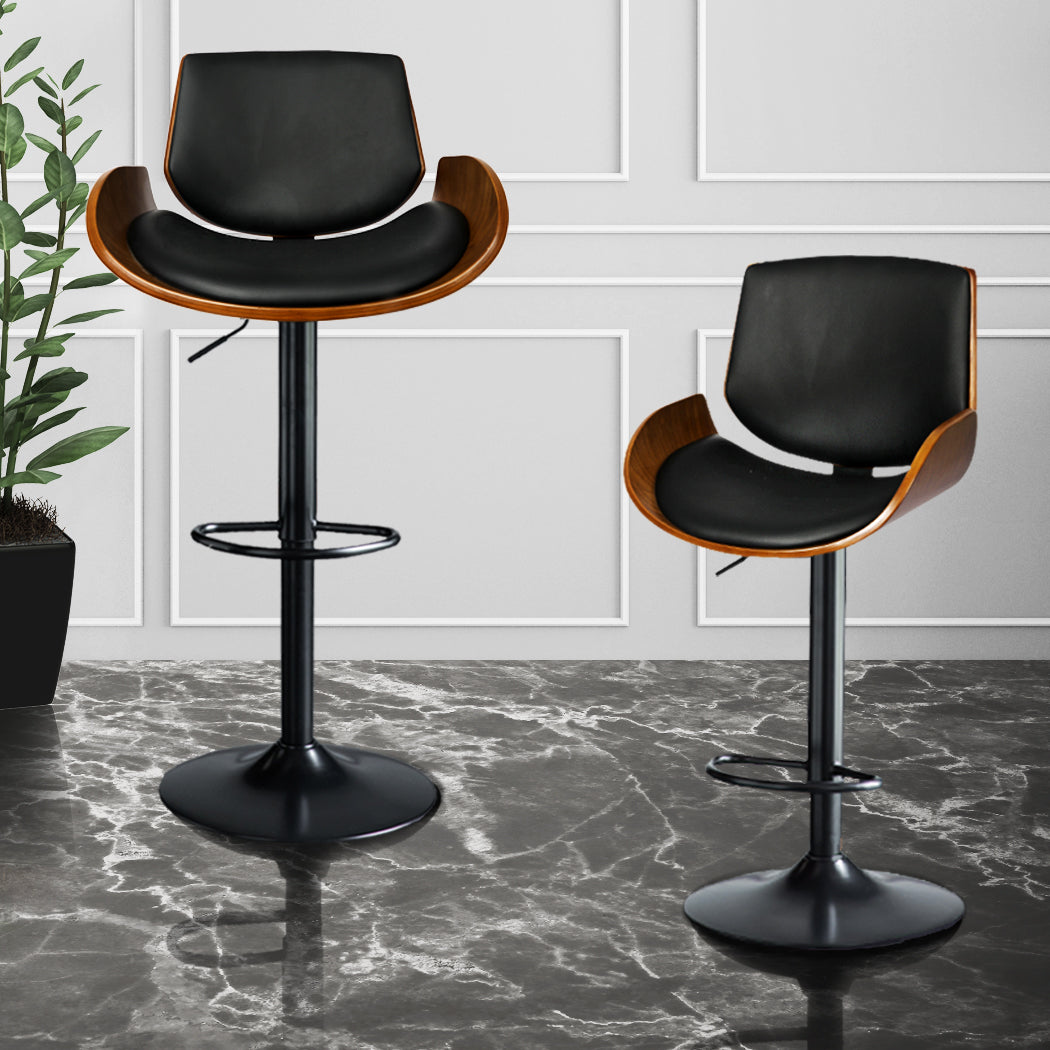 1x Bar Stools Kitchen Gas Lift Wooden Beech Stool Chair Swivel Barstools