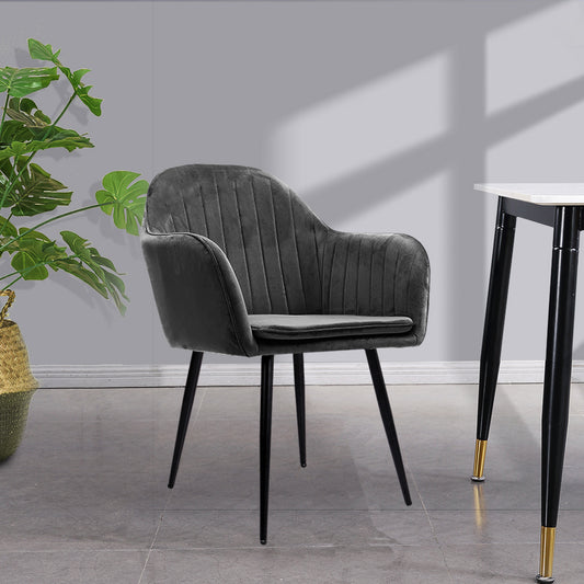 2x Dining Chairs Kitchen Steel Chair Velvet Removable Cushion Seat Covers