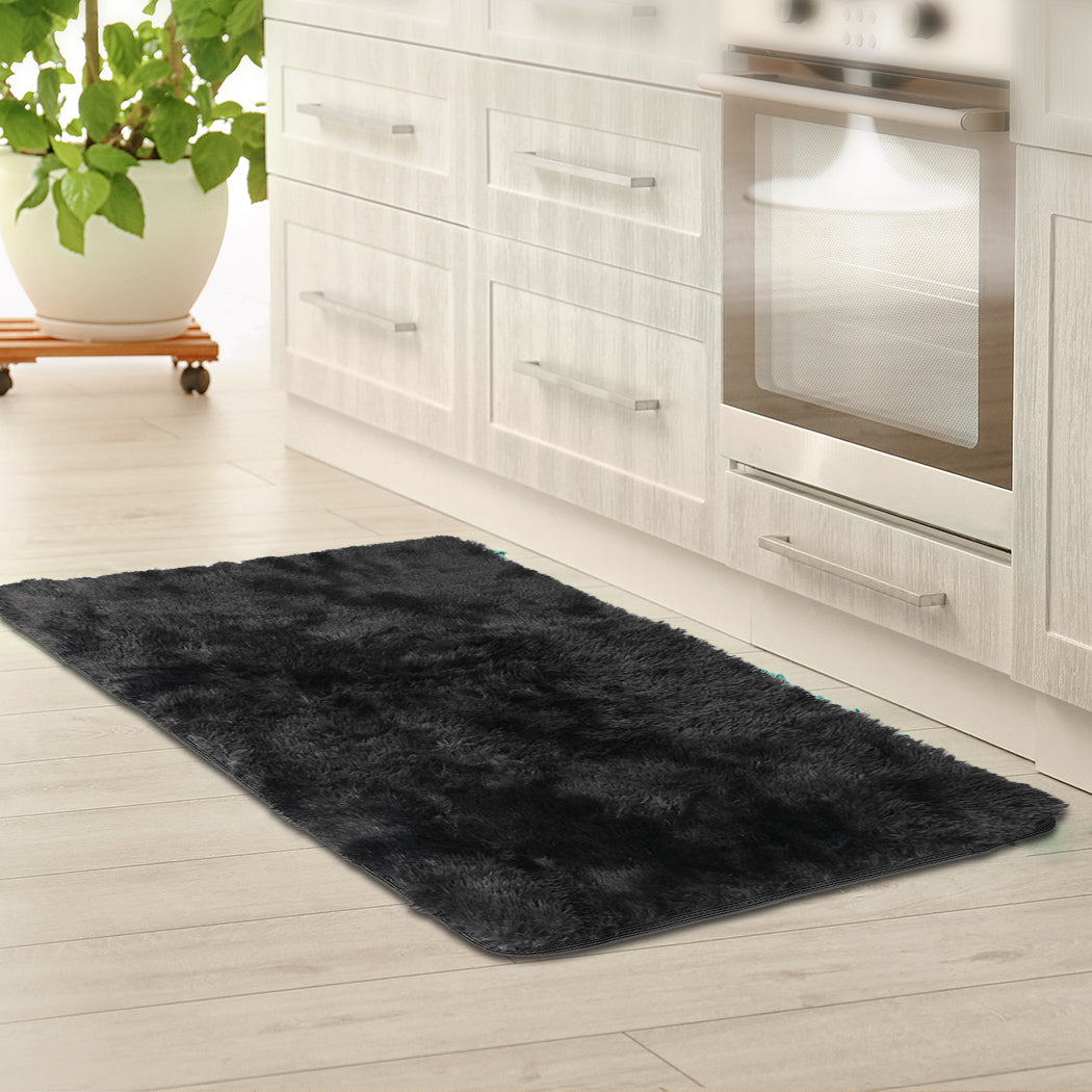 Floor Rug Shaggy Rugs Soft Large Carpet Area Tie-dyed 80x120cm Black