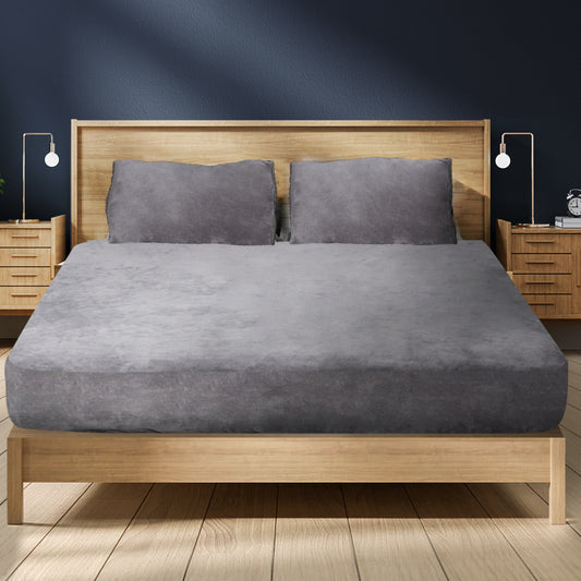 Fully elastic fitted sheet Double Size Silver Grey 
