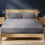 Ultrasoft Fitted Bed Sheet with Pillowcases Silver Grey Queen