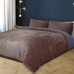 Double-side fabric Quilt Cover with Pillowcase King Size Taupe