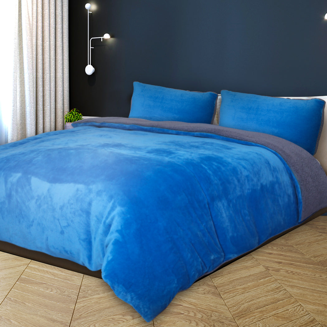Quilt Cover with Pillowcase Queen Size Navy Blue