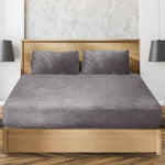 Ultrasoft Fitted Bed Sheet with Pillowcases Silver Grey Queen