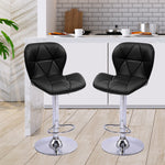 2x Grey Bar Stools Kitchen Barstools PU Leather Chairs Gas Lift Swivel Black