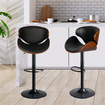 1x Black Bar Stools Kitchen Gas Lift Wooden Beech Stool Chair Swivel Barstools