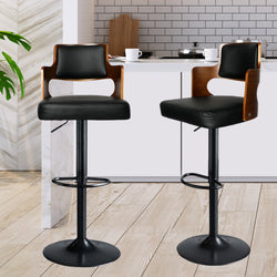 1x Bar Stools Kitchen Gas Lift Wooden Beech Stool Chair Swivel Barstools