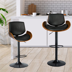 1x Bar Stools Kitchen Gas Lift Wooden Beech Stool Chair Swivel Barstools