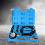 12pcs Engine Oil Pressure Test Tool Kit Tester Gauge Diagnostic Automotive Blue