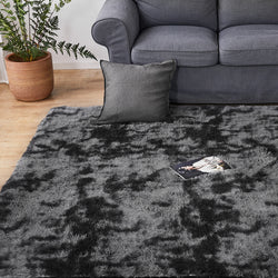 Floor Rug Shaggy Rugs Soft Large Carpet Area Tie-dyed 140x200cm Black