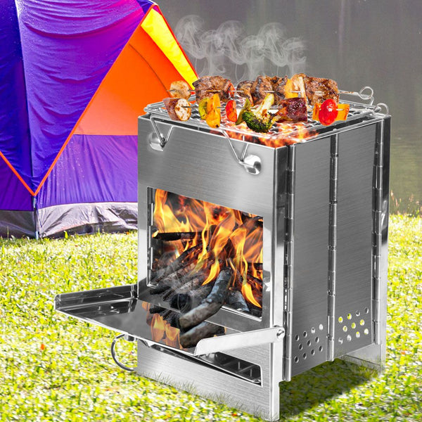  Stainless Steel BBQ Grill Folding Stove Portable Outdoor Camping Large