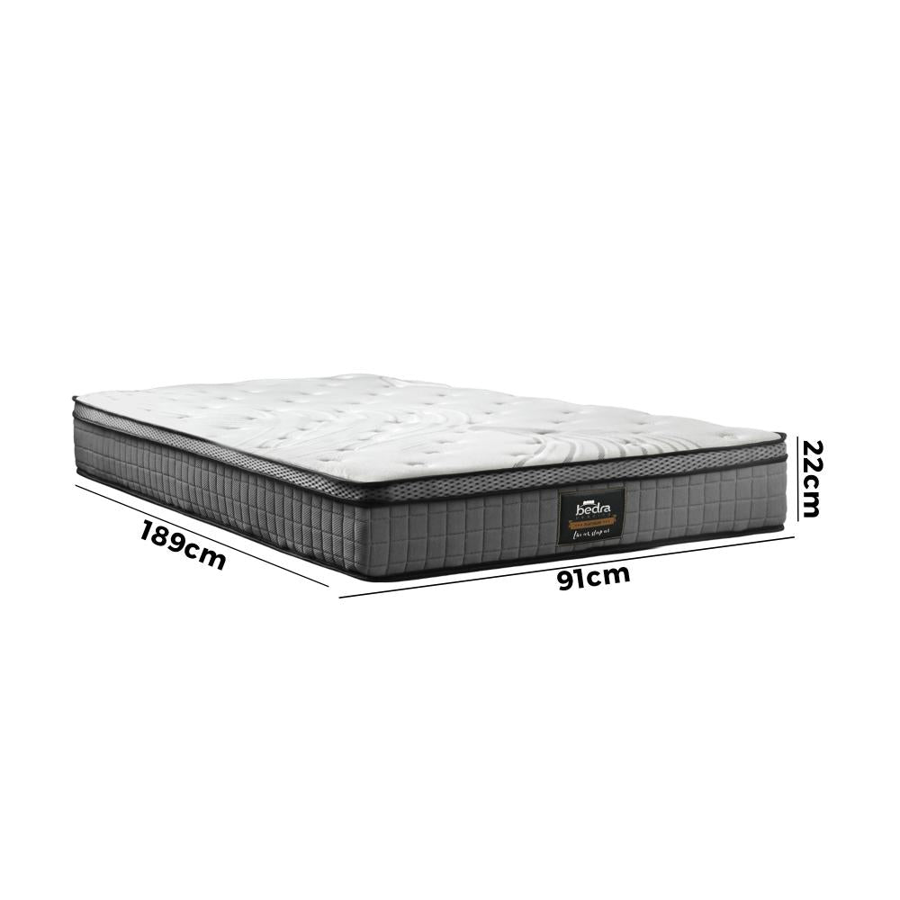 Simple Deals Single Mattress Bed Spring Mattress 4D Mesh Fabric Euro Top Medium 22cm