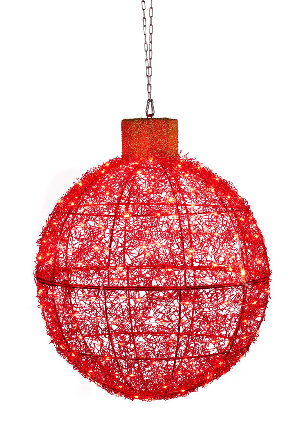  Christmas Display Bauble with Red/Gold Lights 50cm