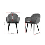 Dining Chairs Retro Chair Metal Legs Replica Armchair Velvet Grey x2