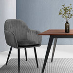 Dining Chairs Retro Chair Metal Legs Replica Armchair Velvet Grey x2
