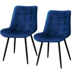 Set of 2 Toula Dining Chairs Kitchen Chairs Velvet Upholstered Blue